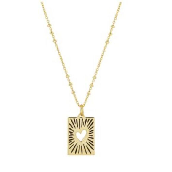 Unwritten Gold Flash-Plated Talisman Heart Pendant Necklace, 16"+2" Extender - Picture 1 of 3